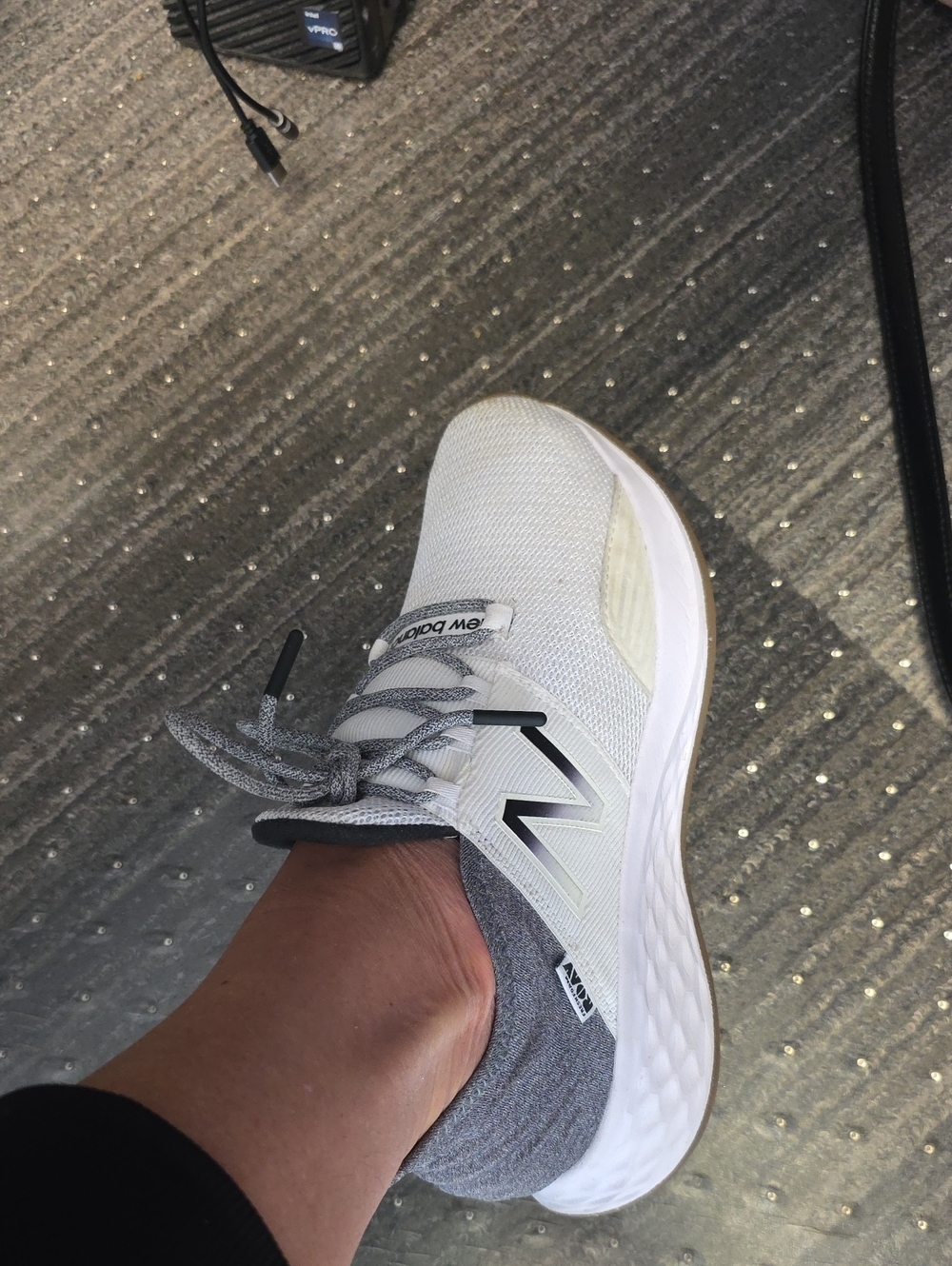 New Balance Light Gray and White Running Shoe